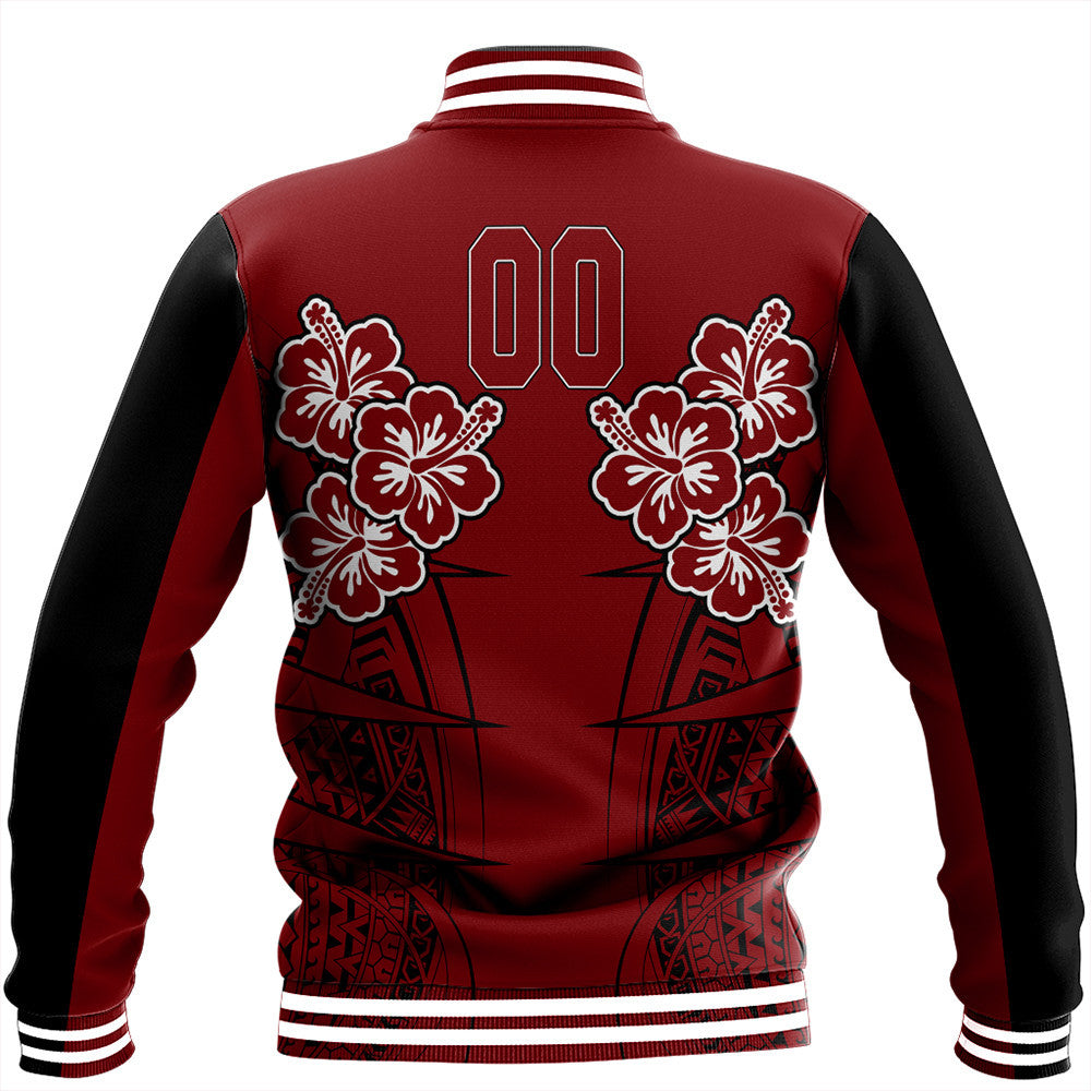 Polynesian Pride Jacket - Personalized Hawaii Spearhead Hibiscus Polynesian Baseball Jacket LT10 - Polynesian Pride