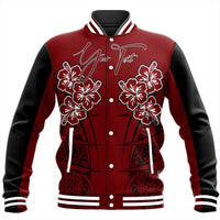 Polynesian Pride Jacket - Personalized Hawaii Spearhead Hibiscus Polynesian Baseball Jacket LT10 Unisex Red - Polynesian Pride