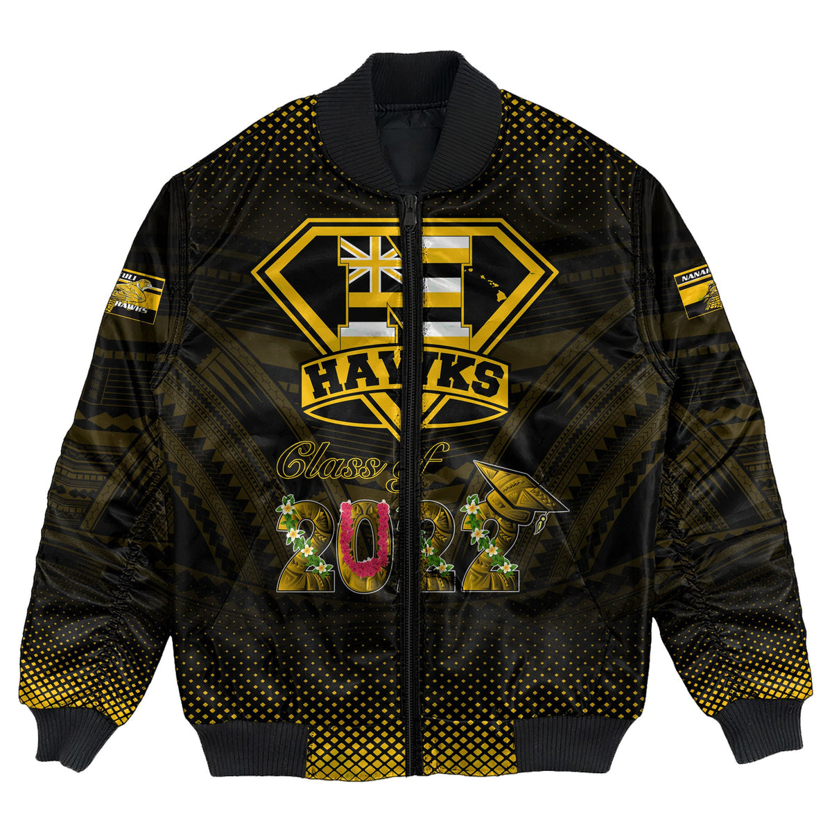 Polynesian Pride Jacket - Personalized Hawaii Class Of Nanakuli Golden Hawks Bomber Jacket LT10 Unisex Black - Polynesian Pride