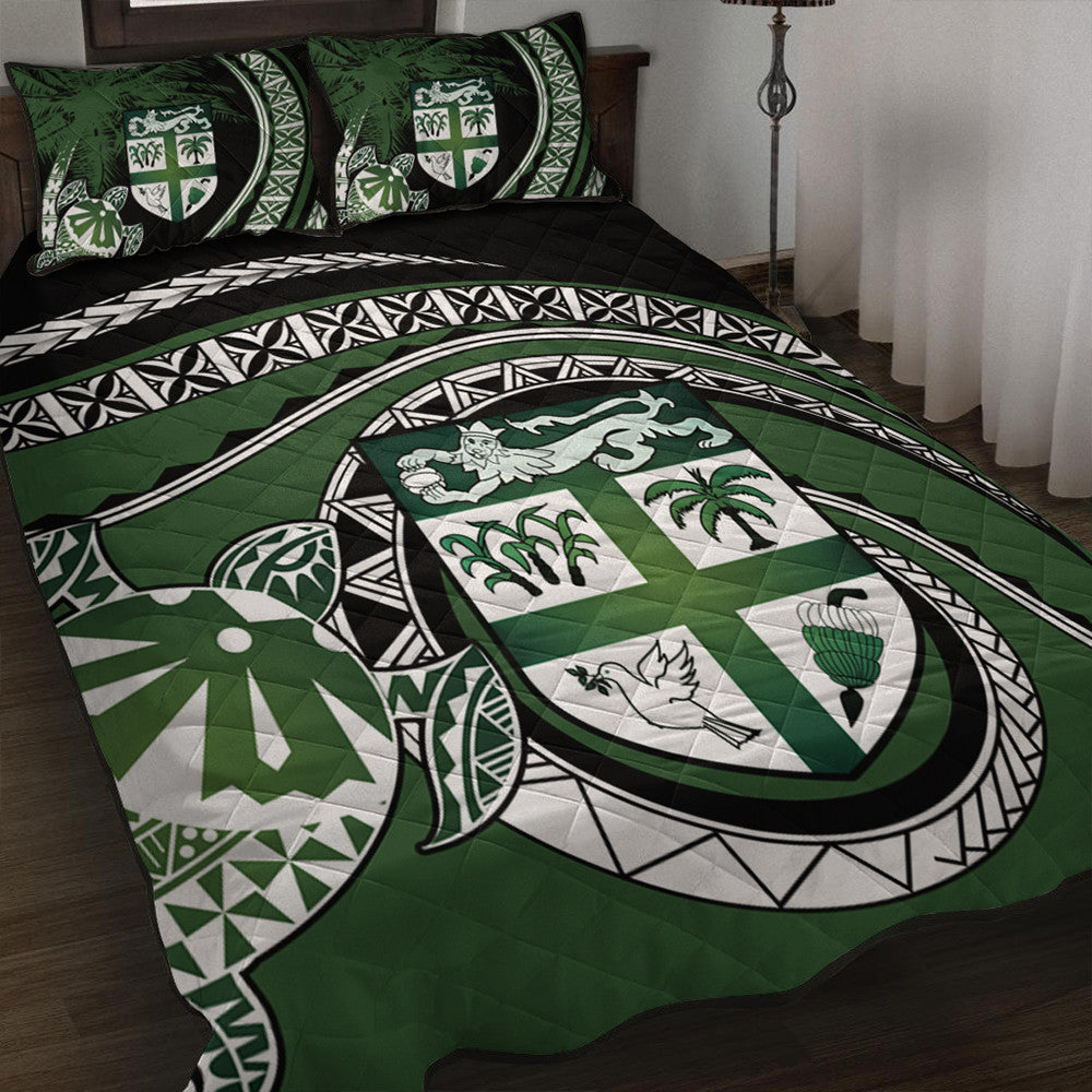 Polynesian Pride Home Set - Fiji Masi Turtle Quilt Bed Set LT10 Green - Polynesian Pride