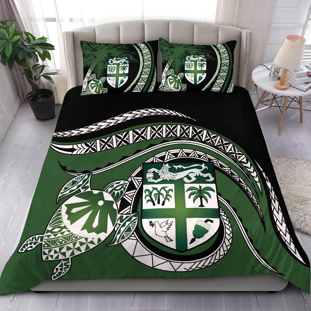 Polynesian Pride Home Set - Fiji Masi Turtle Bedding Set (Duvet Cover and Pillow Cases) LT10 Green - Polynesian Pride