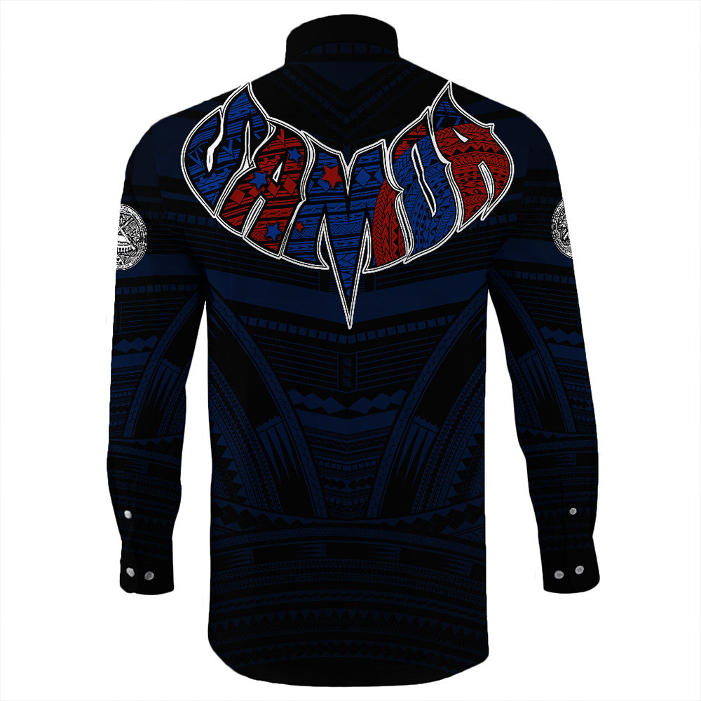 Polynesian Pride Shirt - American Samoa Forever Long Sleeve Button Shirt LT10 - Polynesian Pride