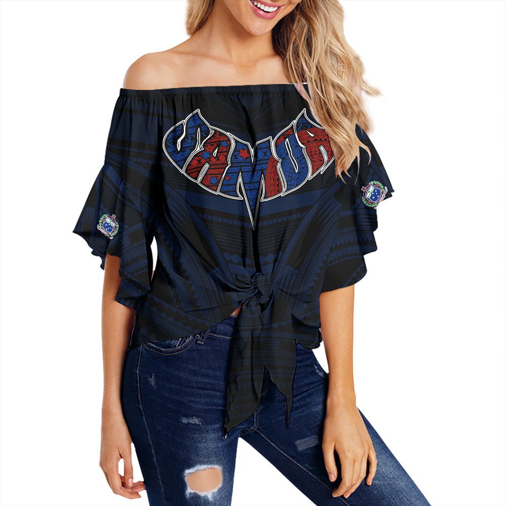 Polynesian Pride Clothing - Samoa Forever Off Shoulder Wrap Waist Top LT10 Women Black - Polynesian Pride