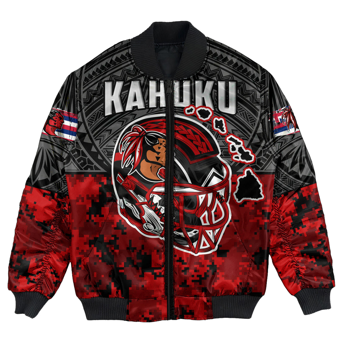 Polynesian Pride Jacket - Red Raider For Life Bomber Jacket LT10 Unisex Black - Polynesian Pride