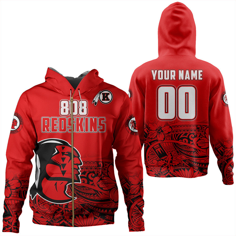 Polynesian Pride Hoodie Personalized 808 Kahuku Zip Hoodie LT10 Red - Polynesian Pride