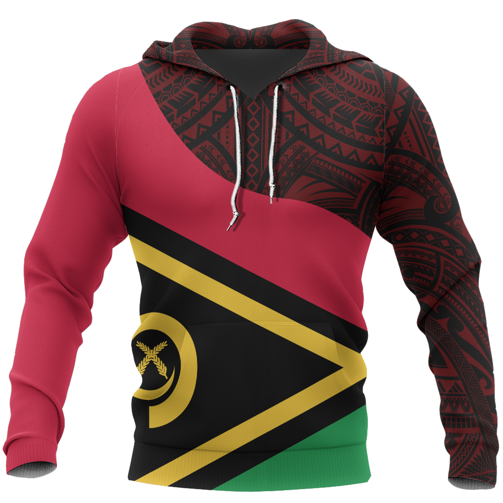 Vanuatu Pullover Hoodie Vanuatu Flag Polynesian tattoo A0 Unisex Red - Polynesian Pride