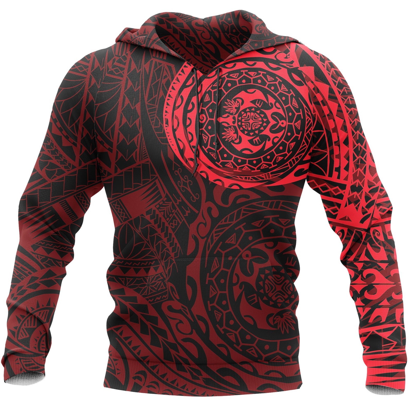 Hoodie Polynesian Tattoo Style Red Unisex Red - Polynesian Pride