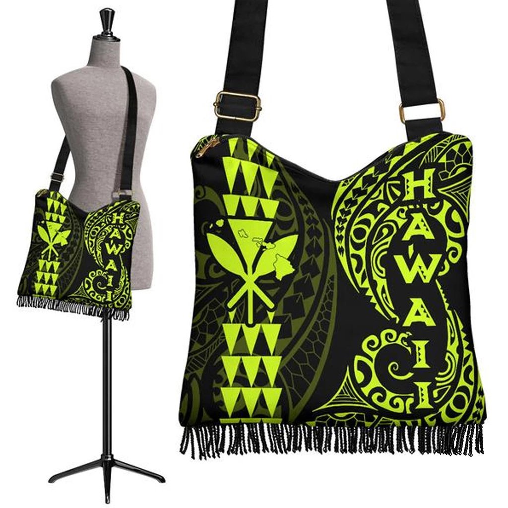 Hawaii Polynesian Crossbody Boho Handbag Neon Crossbody Boho Handbag One Size Neon - Polynesian Pride