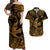 Hawaii Angry Shark Polynesian Matching Dress and Hawaiian Shirt Matching Couples Outfit Unique Style Gold LT8 Gold - Polynesian Pride