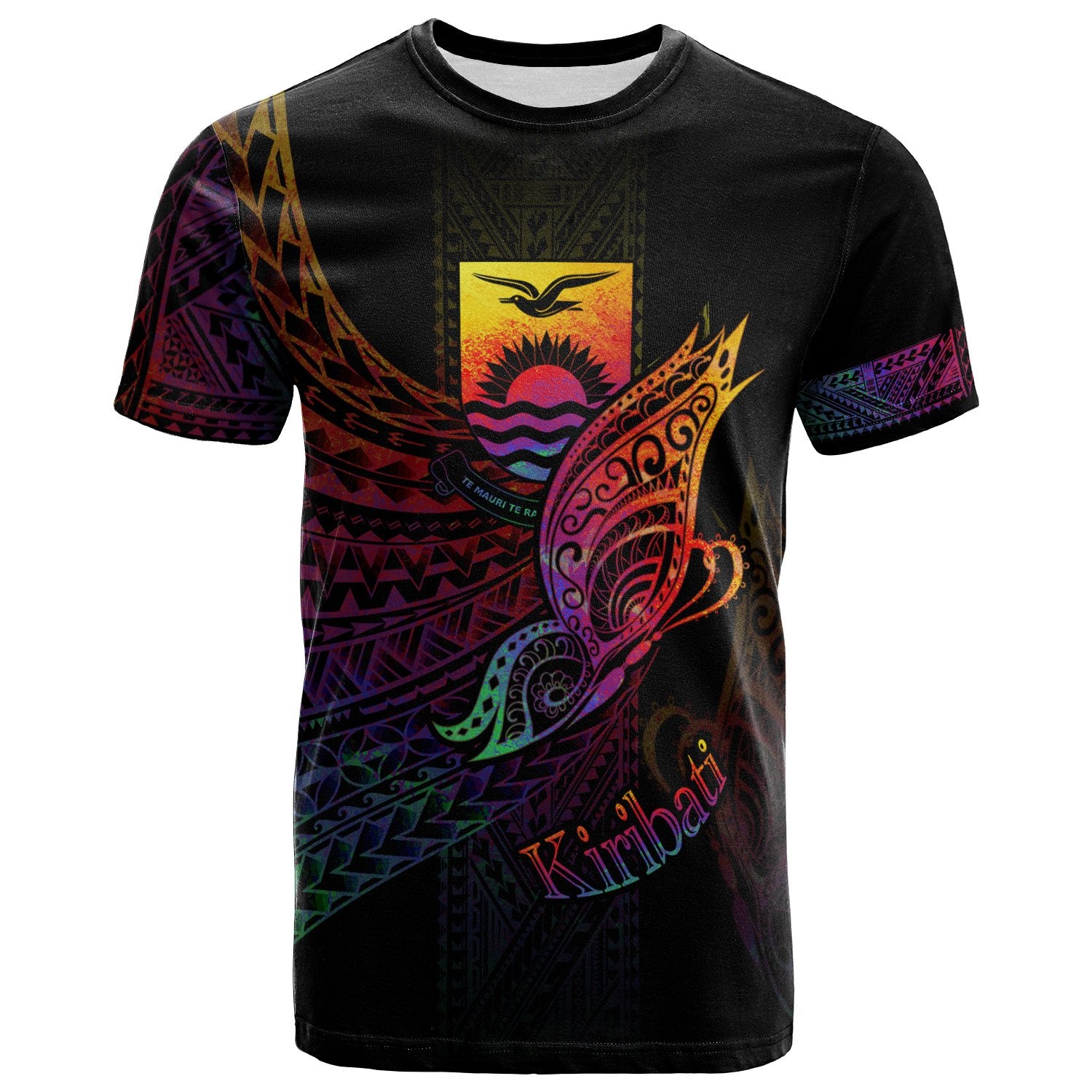 Kiribati T Shirt Butterfly Polynesian Style Unisex Black - Polynesian Pride