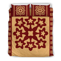 Hawaiian Quilt Pattern Plumeria Nice Bedding Set Black - Polynesian Pride