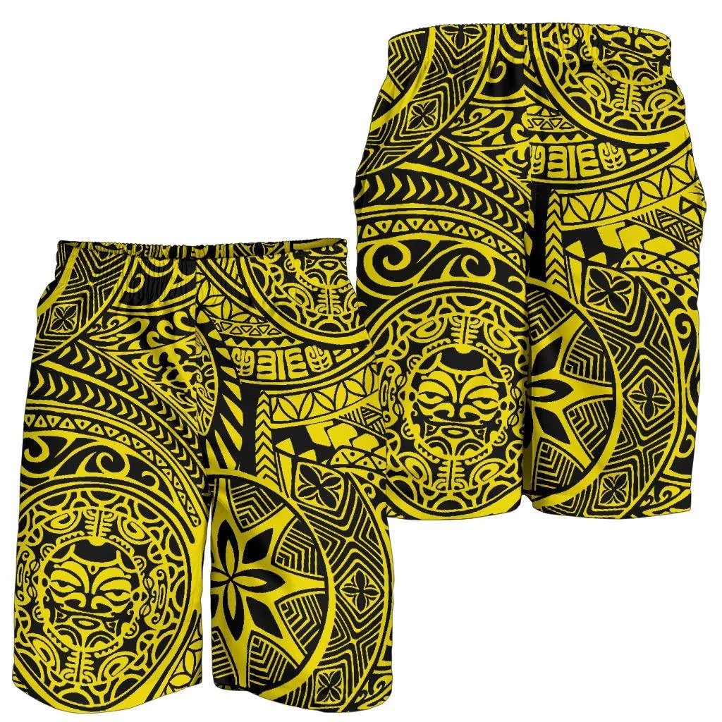 Polynesian Hawaiian Style Tribal Tattoo Yellow Men's Short Yellow - Polynesian Pride