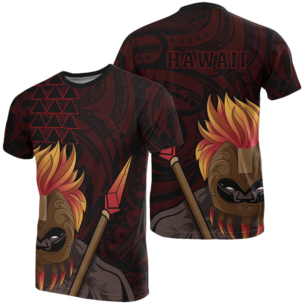 Polynesian Kakau Red Kanaka Warrior Hoodie Legend Unisex Red - Polynesian Pride