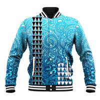 (Custom Personalised) Hawaii Tribal Kakau Baseball Jacket LT9 Unisex Blue - Polynesian Pride