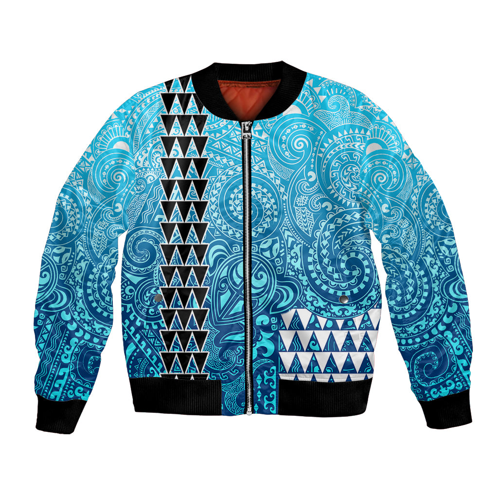 (Custom Personalised) Hawaii Tribal Kakau Bomber Jacket LT9 Unisex Blue - Polynesian Pride