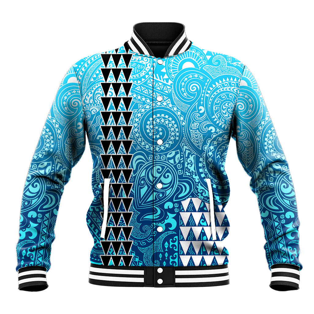 Hawaii Tribal Kakau Baseball Jacket LT9 Unisex Blue - Polynesian Pride