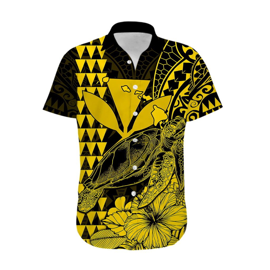 (Custom Personalised) Kakau Polynesian Tribal Hawaiian Turtle with Kanaka Maoli Yellow Hawaiian Shirt LT9 - Polynesian Pride
