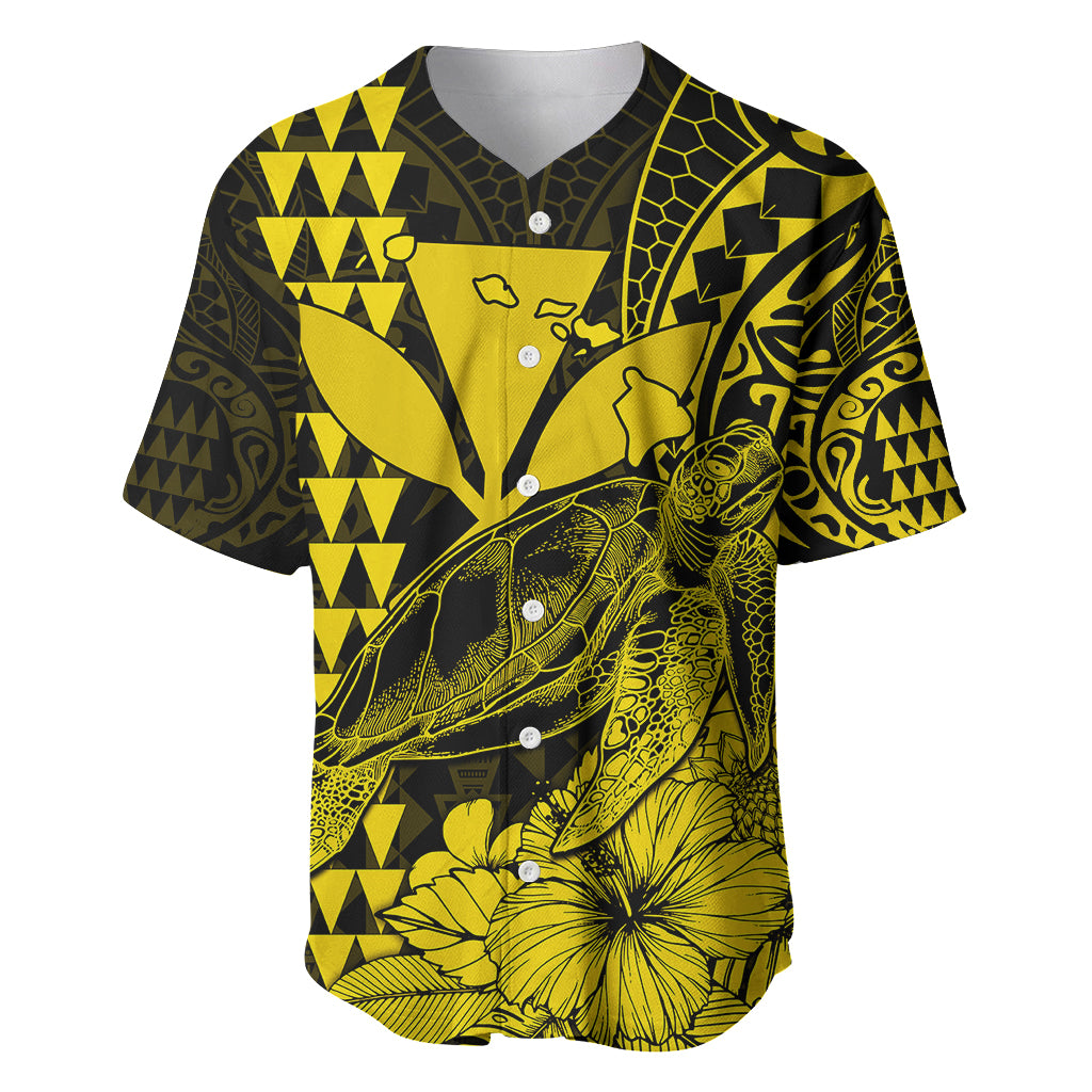 Kakau Polynesian Tribal Hawaiian Turtle with Kanaka Maoli Yellow Baseball Jersey LT9 - Polynesian Pride