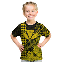 Kakau Polynesian Tribal Hawaiian Turtle with Kanaka Maoli Yellow Kid T Shirt LT9 - Polynesian Pride