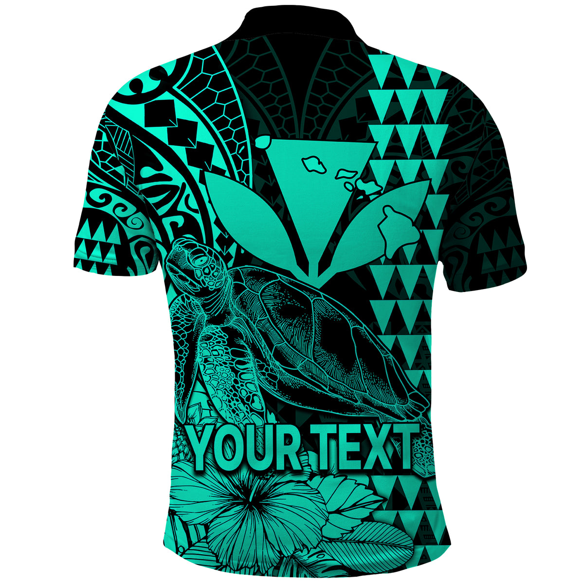 Custom Kakau Polynesian Tribal Hawaiian Turtle with Kanaka Maoli Turquoise Polo Shirt LT9 - Polynesian Pride