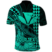 Custom Kakau Polynesian Tribal Hawaiian Turtle with Kanaka Maoli Turquoise Polo Shirt LT9 - Polynesian Pride