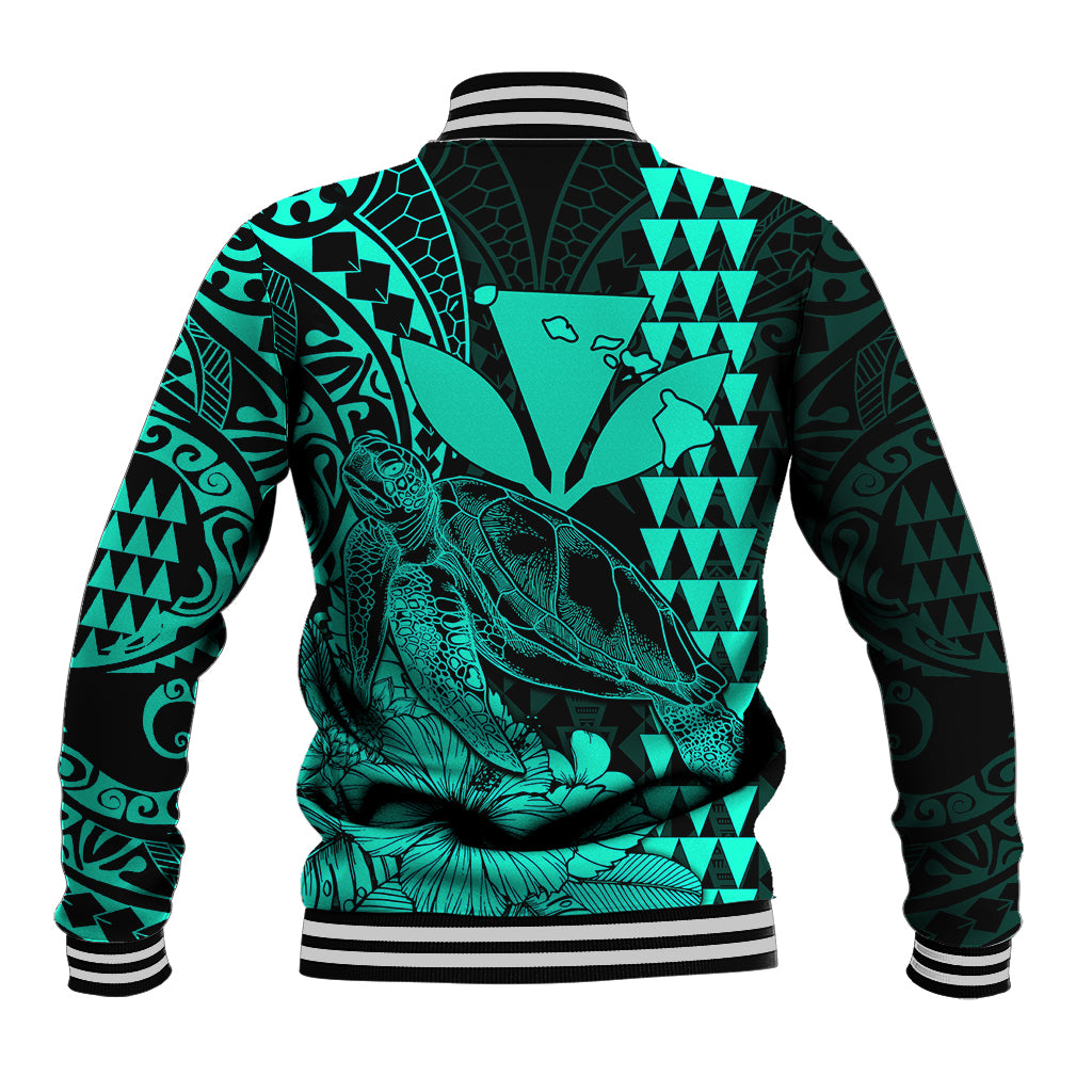 Kakau Polynesian Tribal Hawaiian Turtle with Kanaka Maoli Turquoise Baseball Jacket LT9 - Polynesian Pride