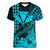 Kakau Polynesian Tribal Hawaiian Turtle with Kanaka Maoli Teal Women V Neck T Shirt LT9 - Polynesian Pride