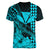 Kakau Polynesian Tribal Hawaiian Turtle with Kanaka Maoli Teal Women V Neck T Shirt LT9 - Polynesian Pride