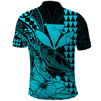 Kakau Polynesian Tribal Hawaiian Turtle with Kanaka Maoli Teal Polo Shirt LT9 - Polynesian Pride