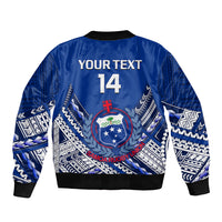 (Custom Text And Number) Samoan Rugby Manu Samoa 7s Polynesian Pattern Sleeve Zip Bomber Jacket LT14 - Polynesian Pride