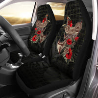 American Samoa Custom Personalised Car Seat Covers - Polynesian Tribal Vintage Style Universal Fit Black - Polynesian Pride