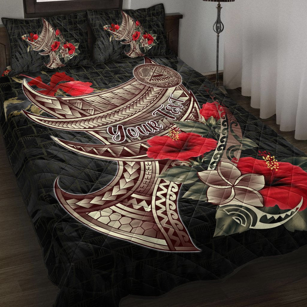 American Samoa Custom Personalised Quilt Bed Set - Polynesian Tribal Vintage Style Black - Polynesian Pride