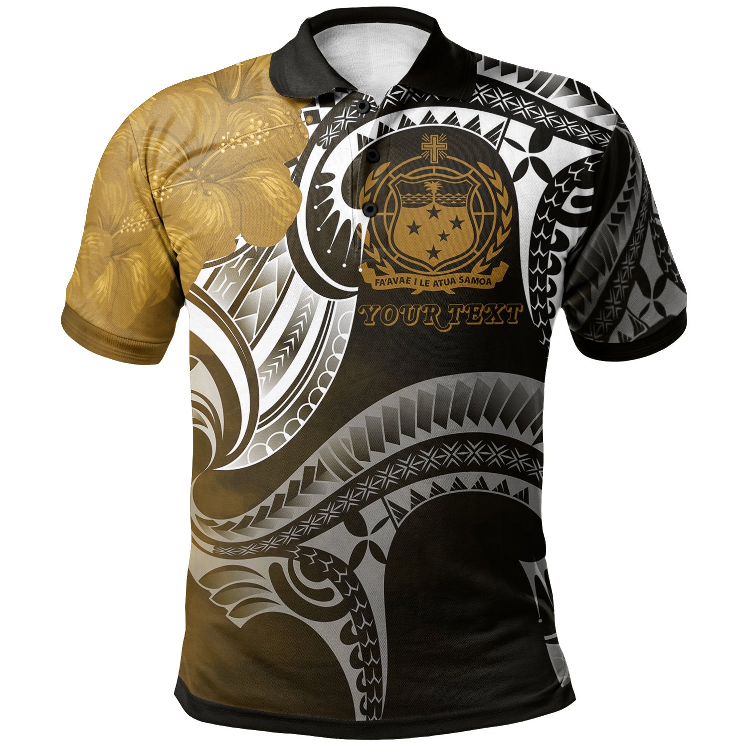 Samoa Custom Polo Shirt Samoan Seal Wave Style (Gold) Unisex Gold - Polynesian Pride