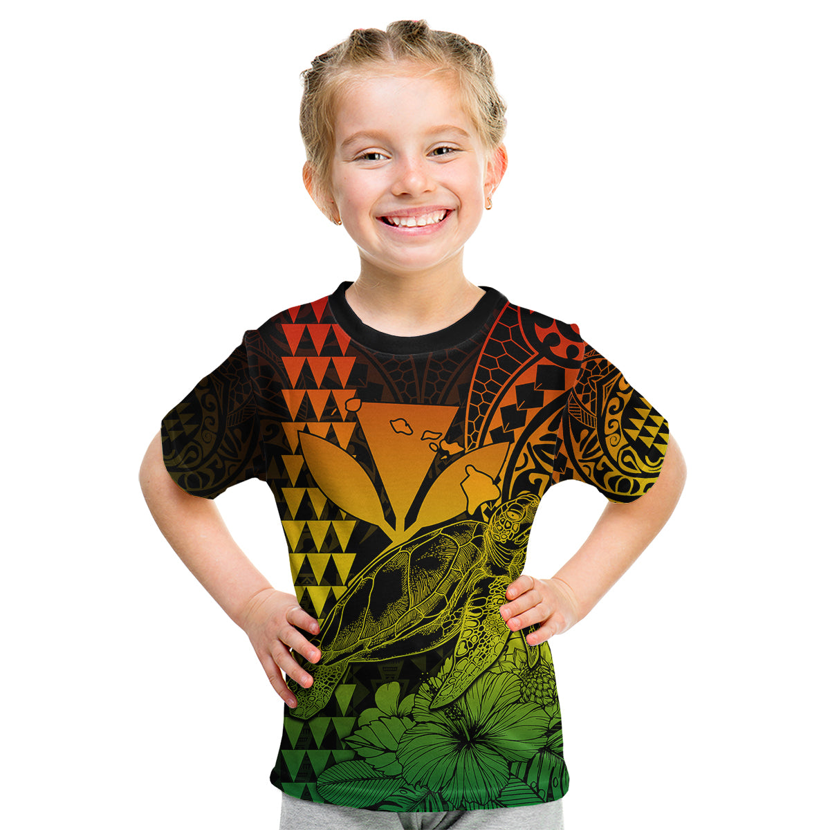 Kakau Polynesian Tribal Hawaiian Turtle with Kanaka Maoli Reggae Kid T Shirt LT9 - Polynesian Pride