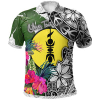 New Caledonia Custom Polo Shirt White Turtle Plumeria Banana Leaf Unisex White - Polynesian Pride