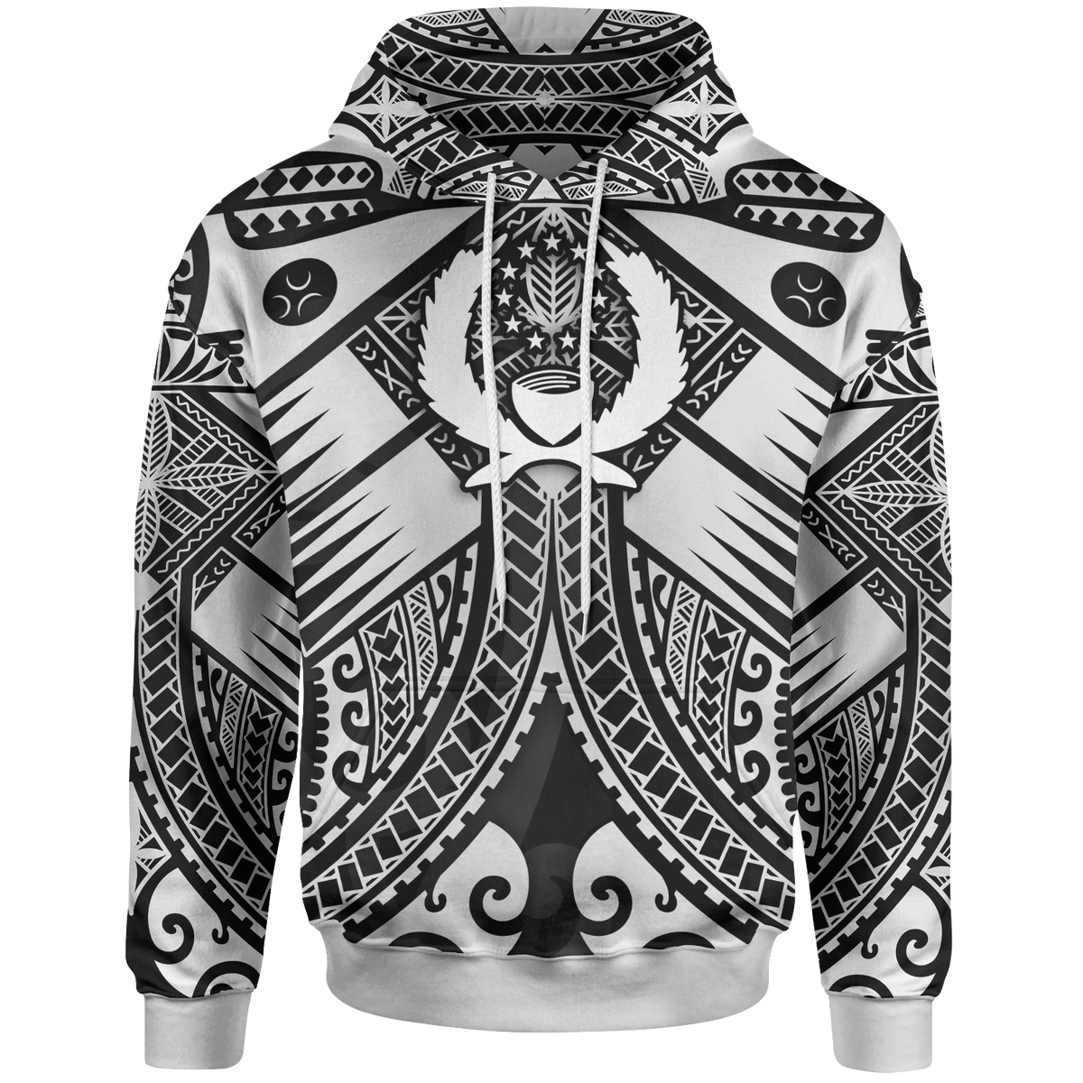 Pohnpei Hoodie White Reggae Seal with Polynesian Tattoo Unisex Reggae - Polynesian Pride
