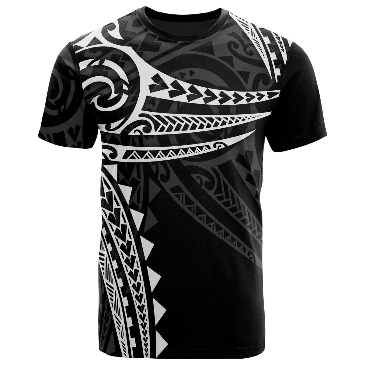 Polynesian T Shirt White Tribal Pattern Unisex Black - Polynesian Pride