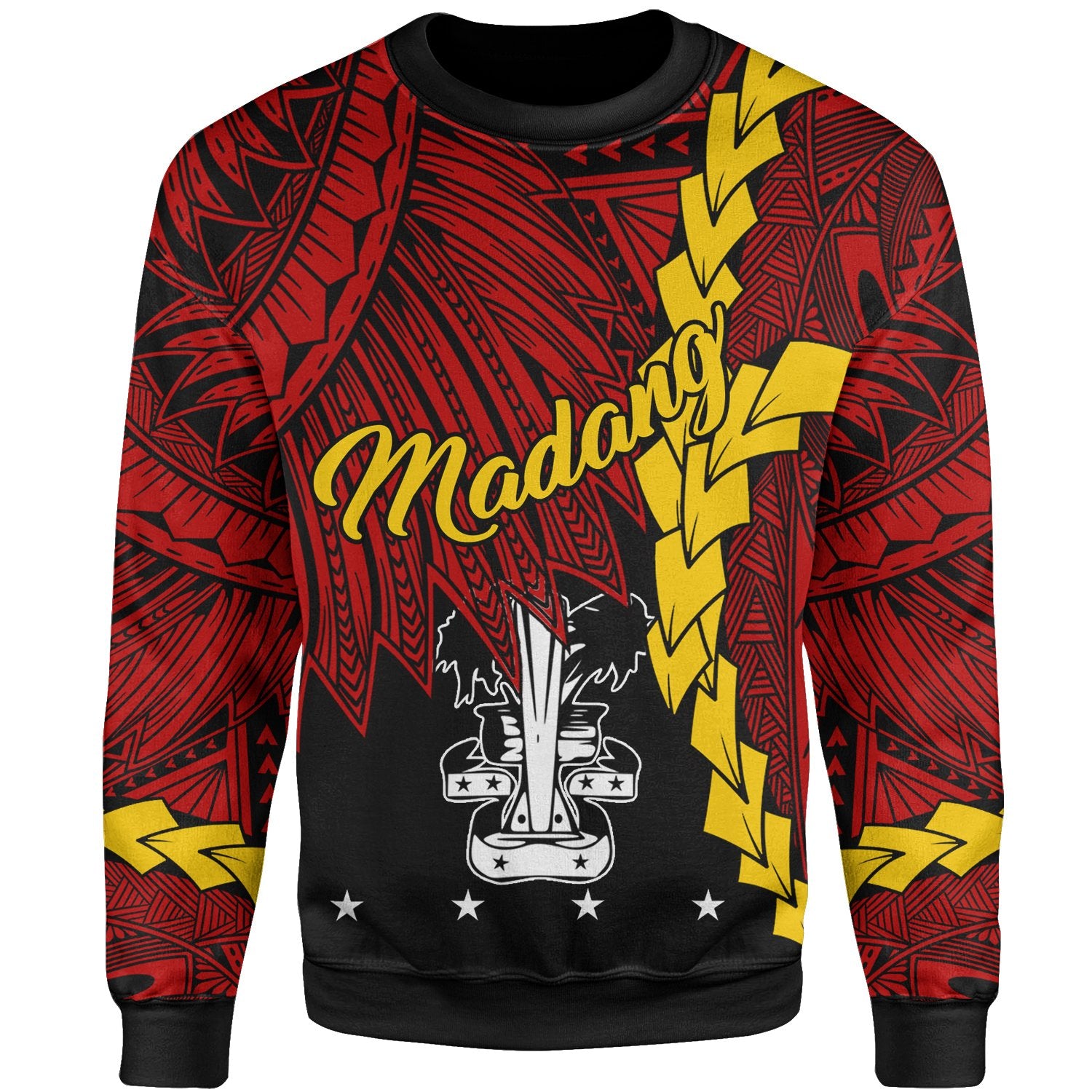 Papua New Guinea Madang Province Polynesian Sweater - Tribal Wave Tattoo Unisex Red - Polynesian Pride