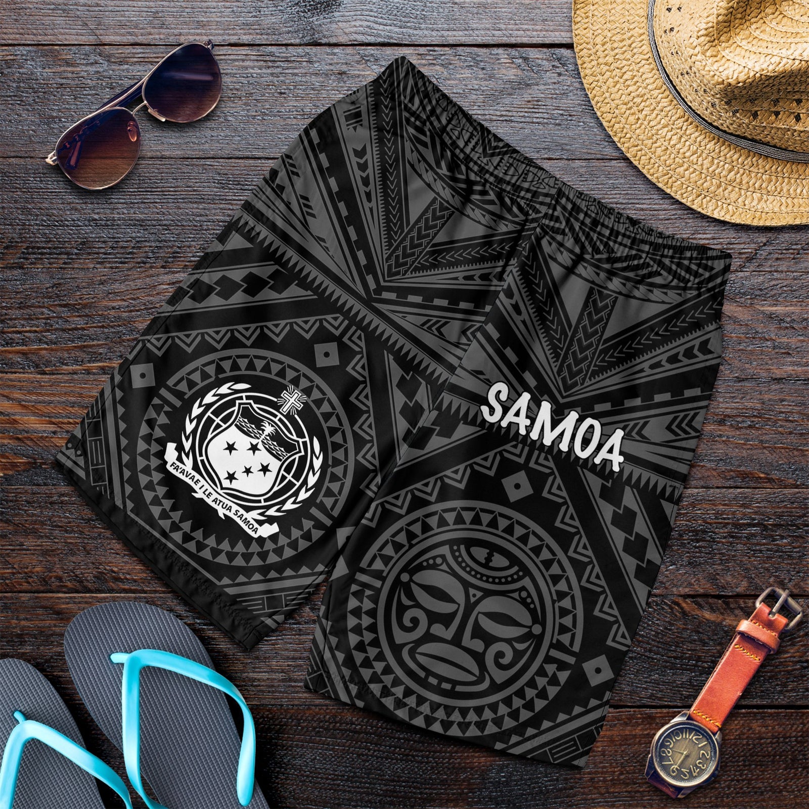 Samoa Men's Short - Samoa Seal In Polynesian Tattoo Style - Polynesian Pride