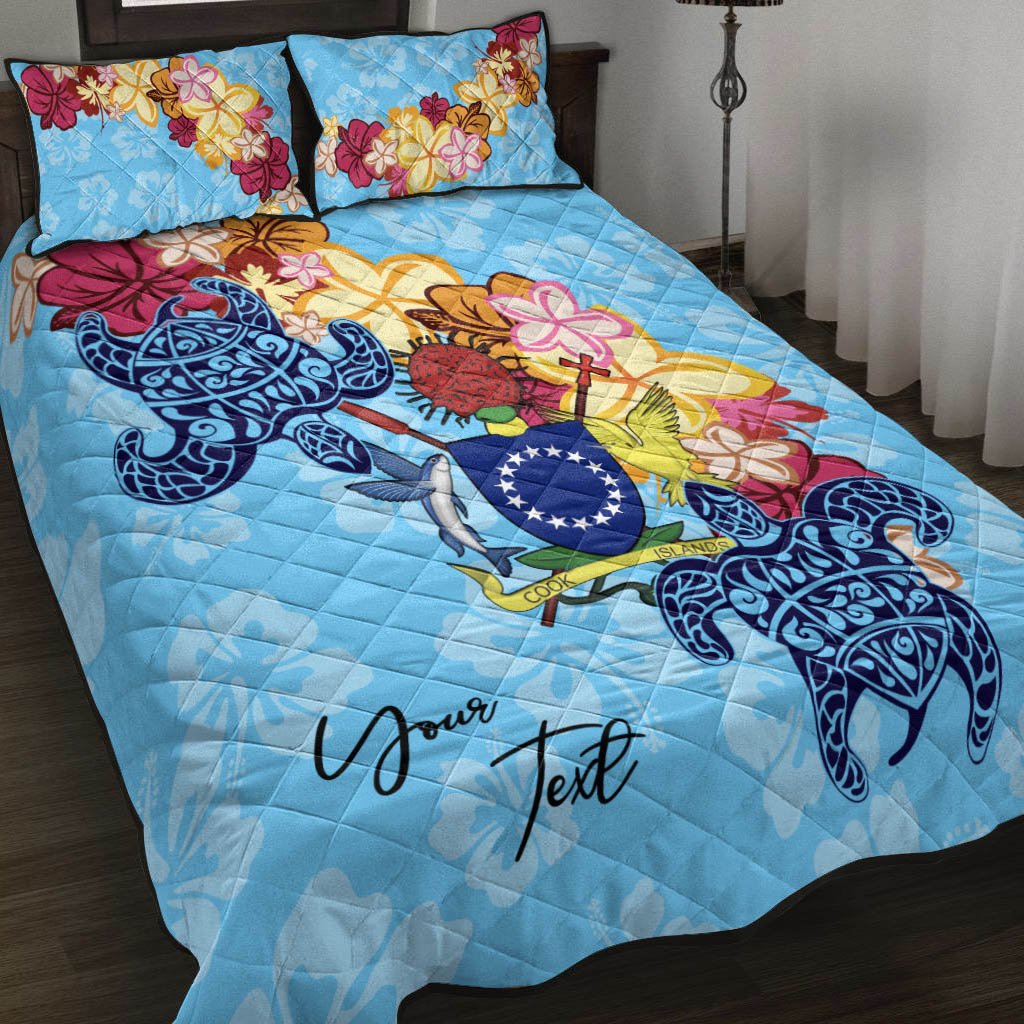 Cook Islands Custom Personalised Quilt Bed Set - Tropical Style Blue - Polynesian Pride
