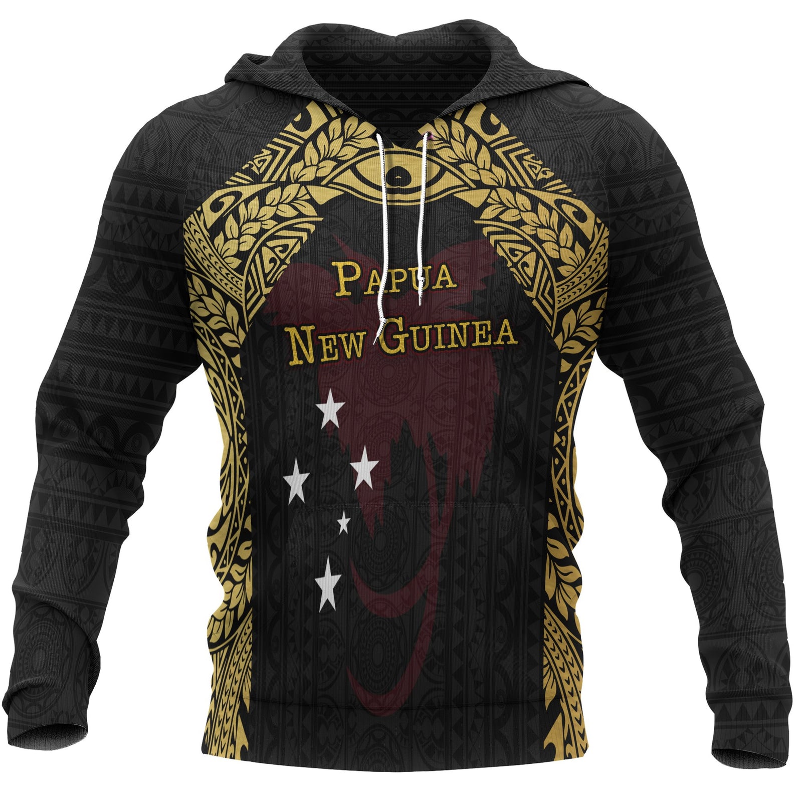 Papua New Guinea Hoodie Erudite Eye Unisex Black Gold - Polynesian Pride