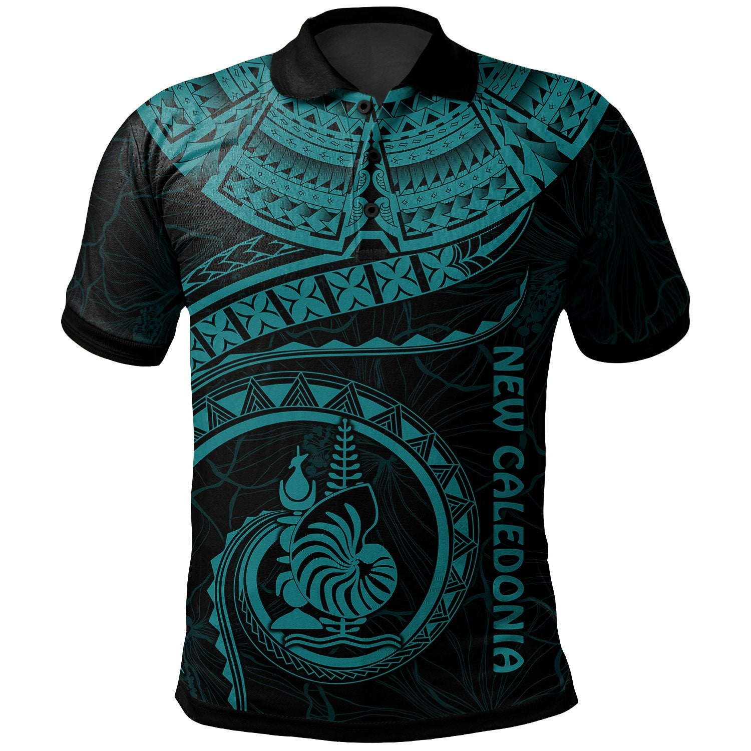New Caledonia Polynesian Polo Shirt Polynesian Waves (Turquoise) Unisex Turquoise - Polynesian Pride