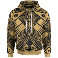 Kosrae Hoodie Gold Seal with Polynesian Tattoo Gold - Polynesian Pride