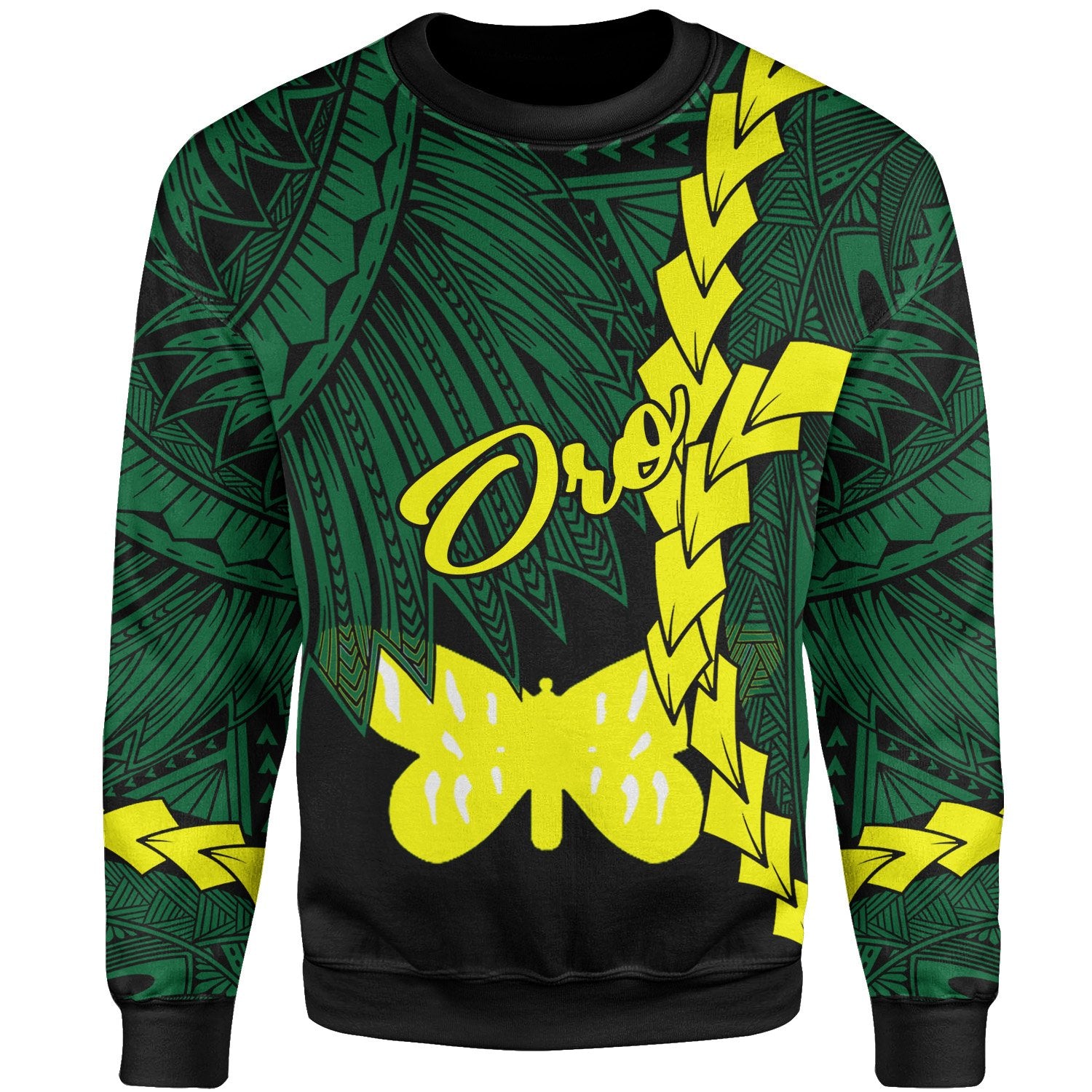 Papua New Guinea Oro Province Polynesian Sweater - Tribal Wave Tattoo Unisex Green - Polynesian Pride