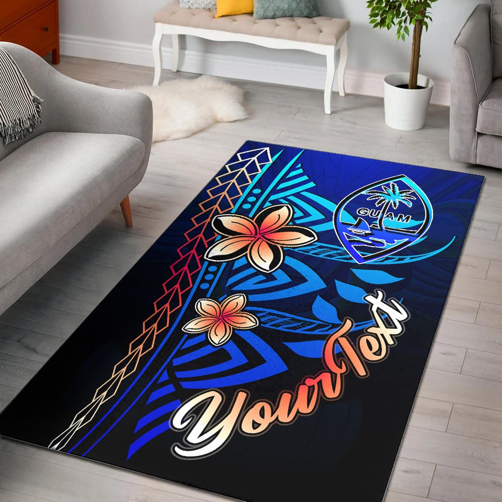 Guam Custom Personalised Area Rug - Vintage Tribal Mountain Rug Blue - Polynesian Pride