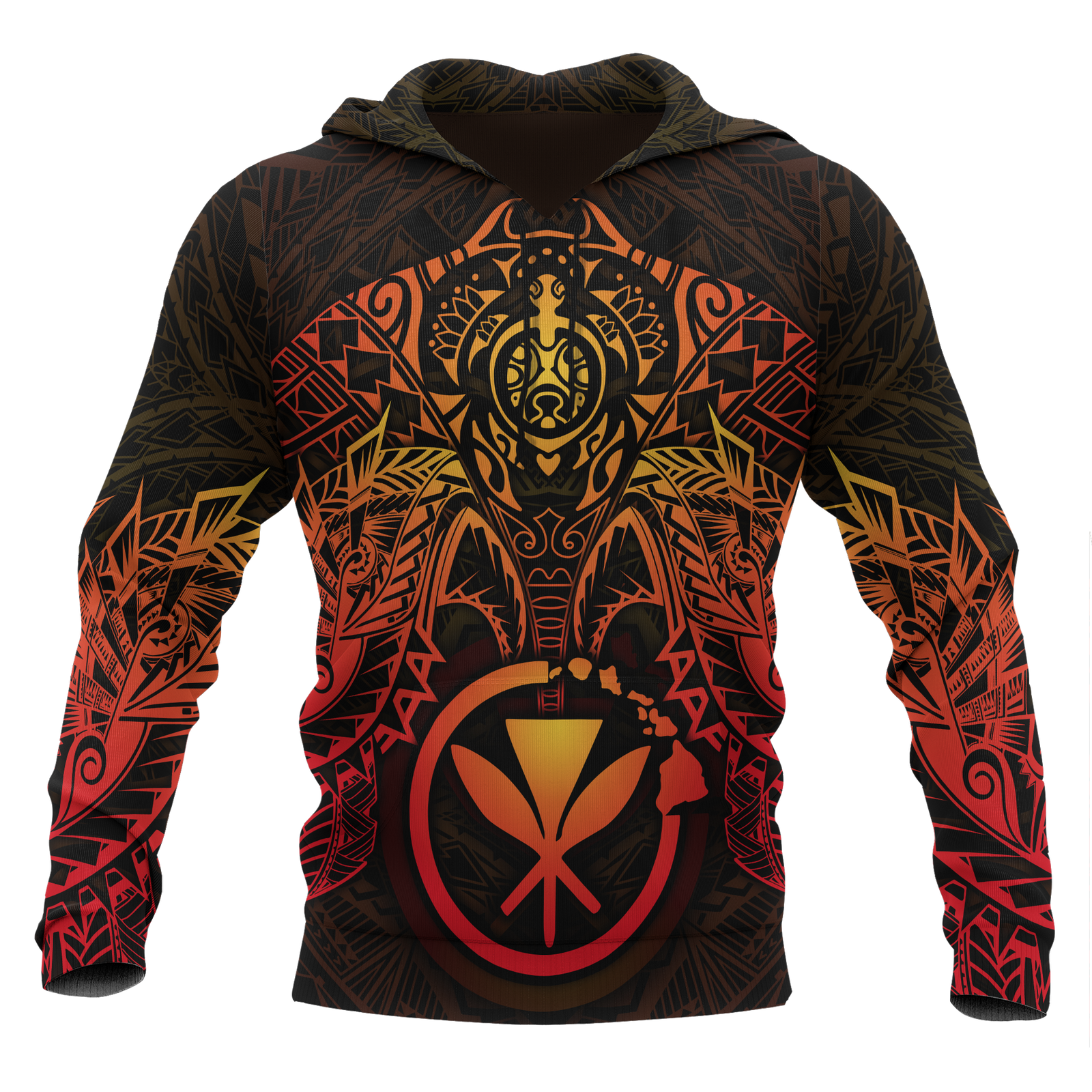 Polynesian Hawaii Hoodie Red Turtle Manta Ray Unisex RED - Polynesian Pride
