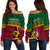 Vanuatu Dreamy Off Shoulder Sweater Flag and Pattern LT13 Green - Polynesian Pride