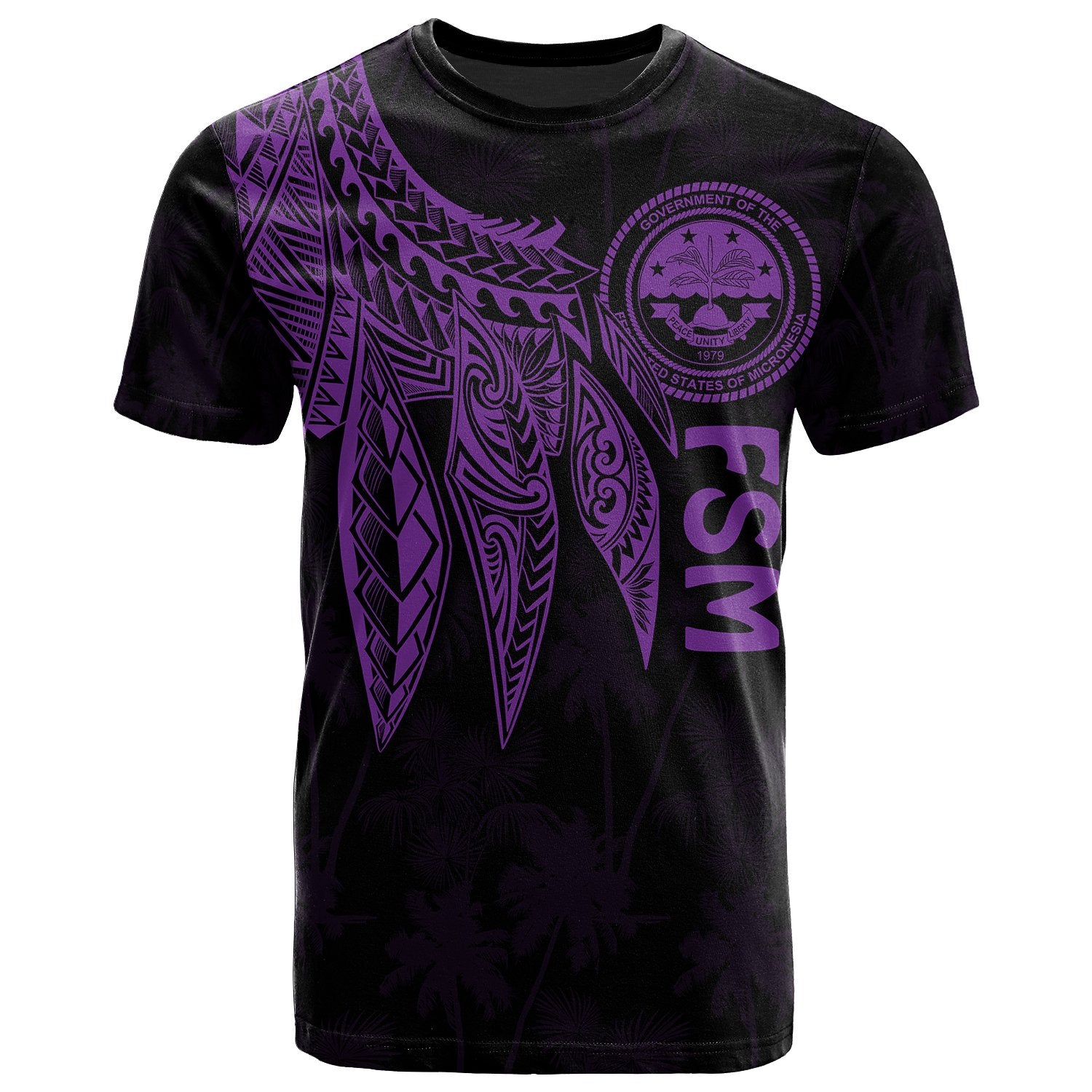 Federated States of Micronesia T Shirt Polynesian Wings (Purple) Unisex Purple - Polynesian Pride