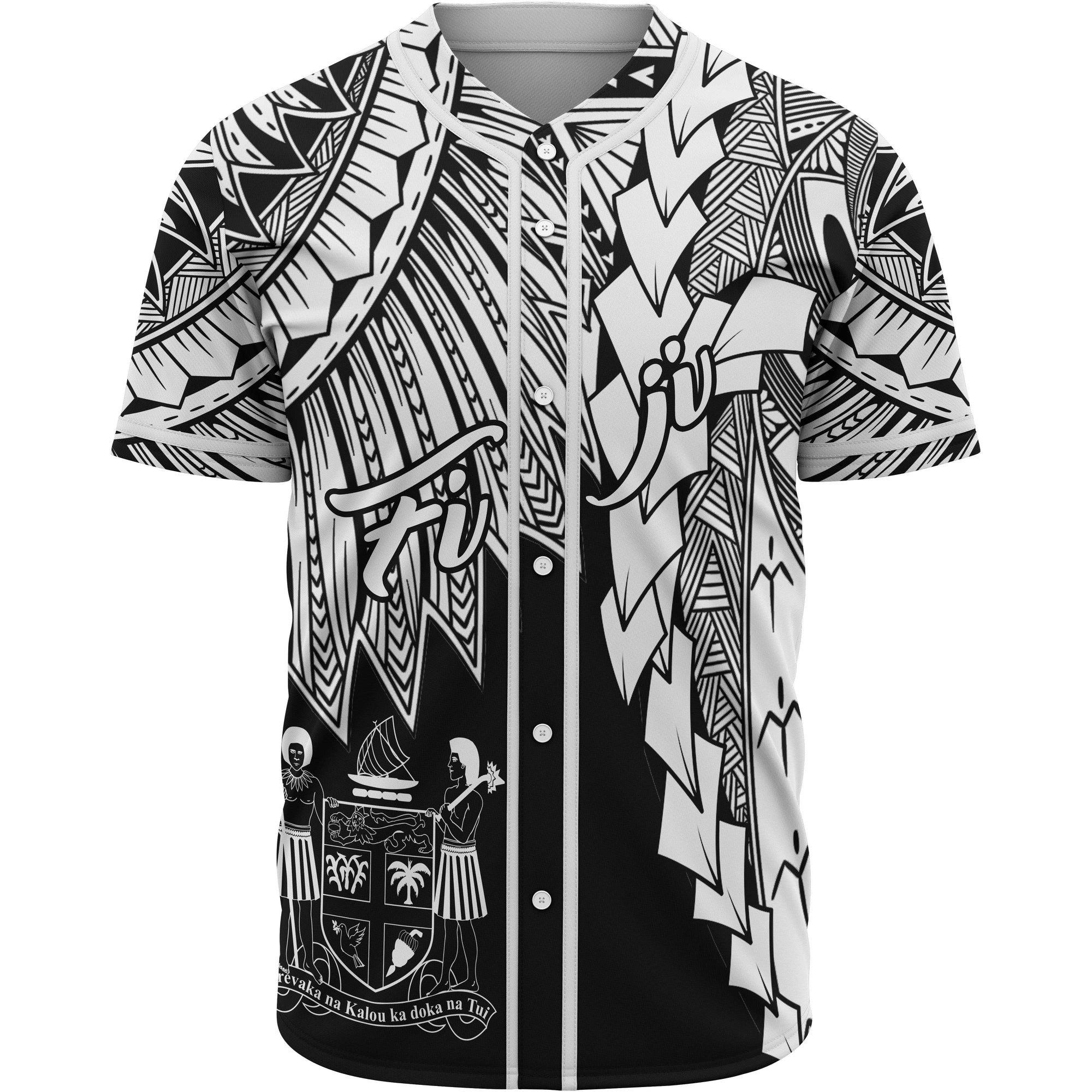 Fiji Polynesian Baseball Shirt - Tribal Wave Tattoo White Unisex White - Polynesian Pride