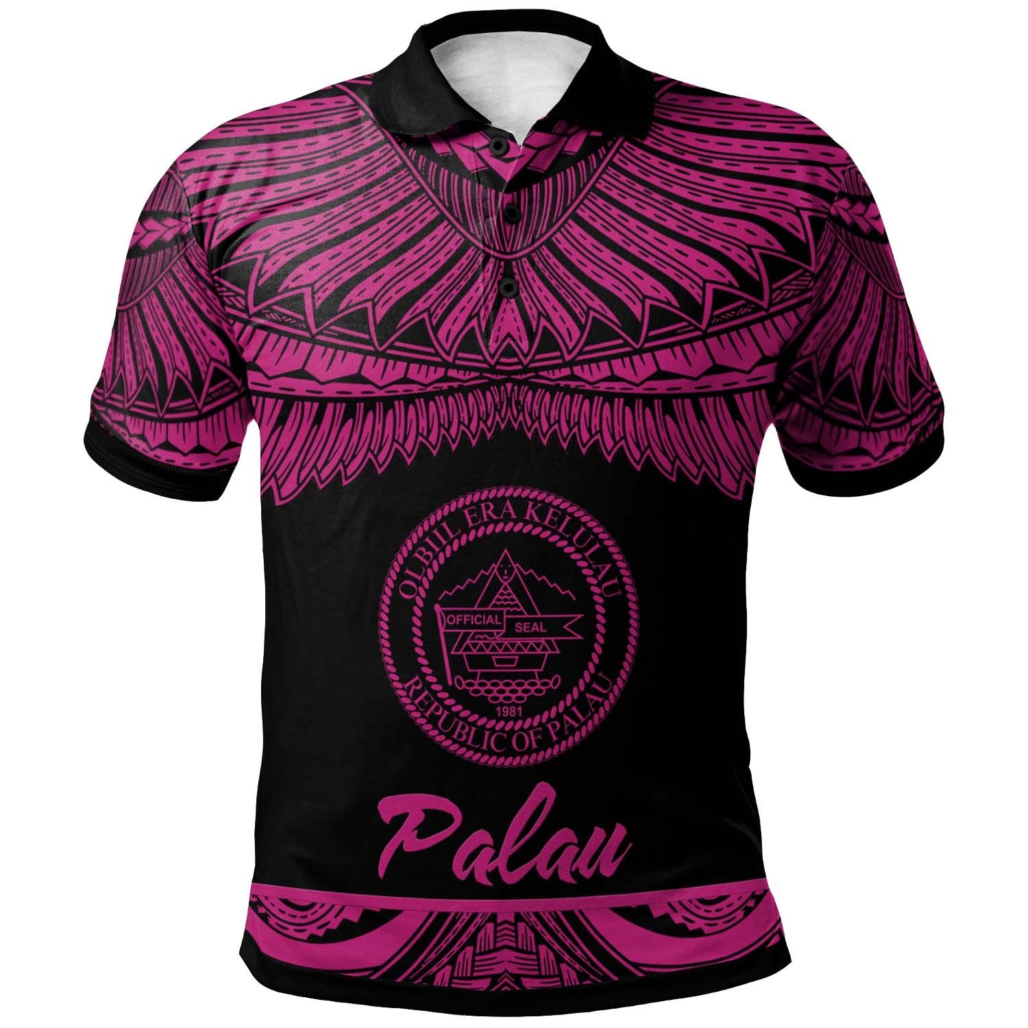 Palau Polo Shirt Polynesian Tattoo Pink Version Unisex Pink - Polynesian Pride